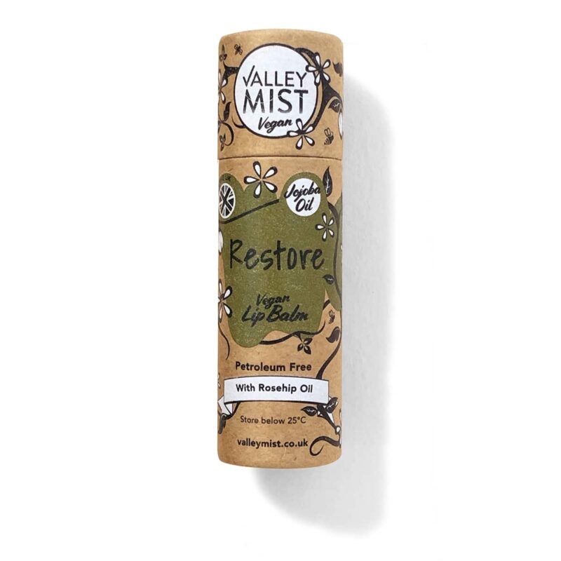 plastic free valley mist vegan restore lip balm